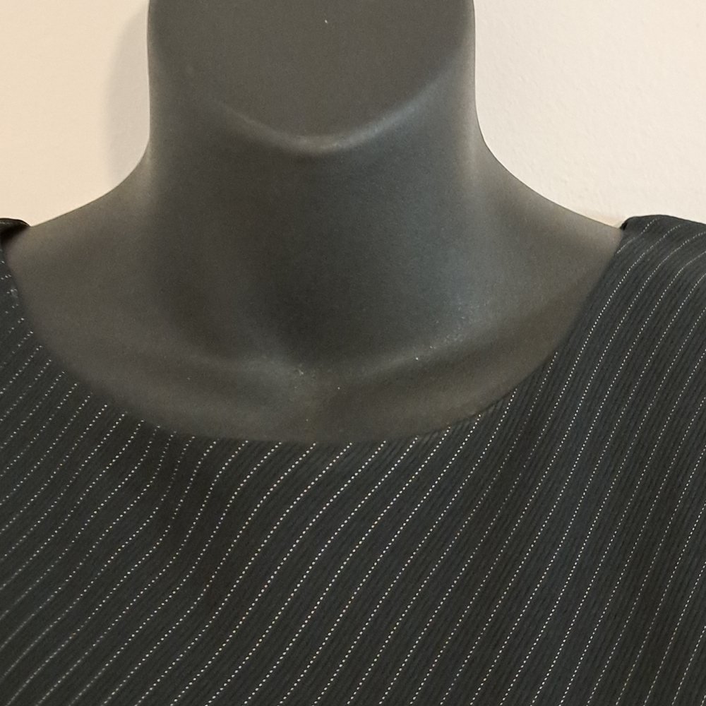 Alex Garfield Black White Pinstripes Lined Sleeveless Bias Dress Misses Size 6 - Picture 6 of 9
